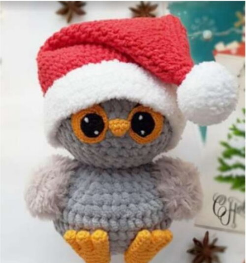 Receita Coruja Natal Amigurumi