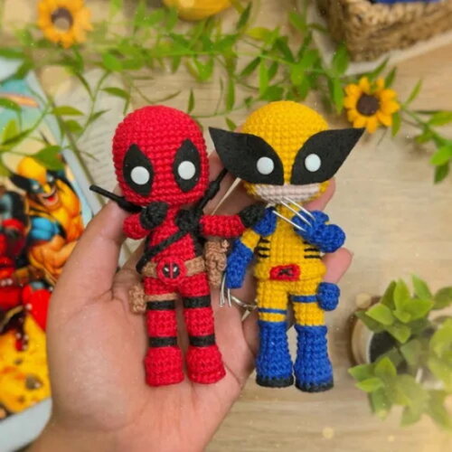 Receita Deadpooh e Wolverine Amigurumi