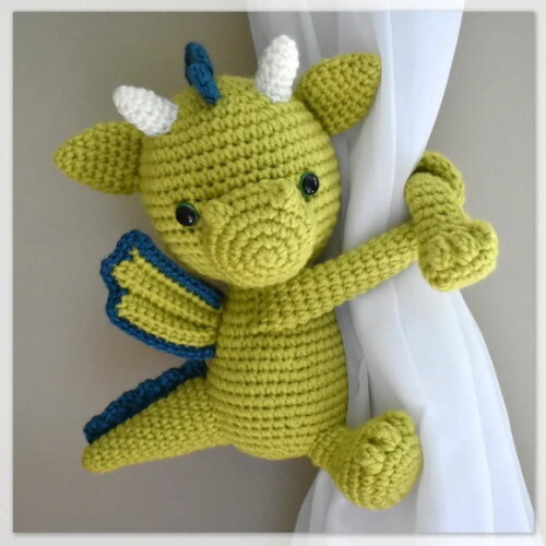 Receita Dragão Segura Cortina Amigurumi