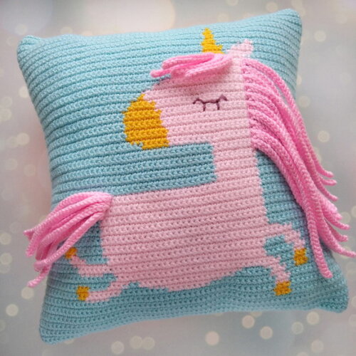 Receita em PDF - Almofada Unicornio Amigurumi