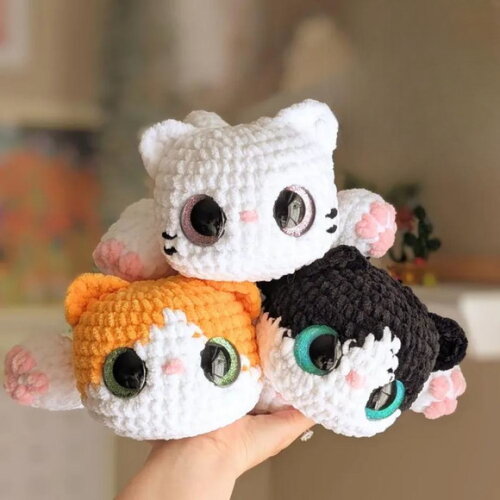 Receita Gatinhos Deitado Amigurumi