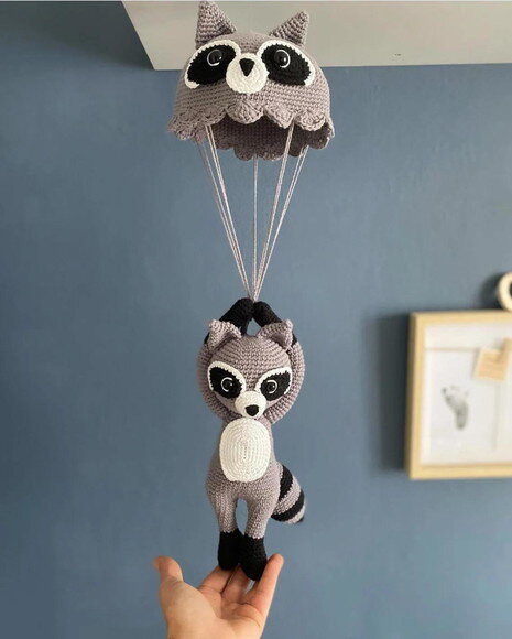 Receita Guaxinim Paraquedista Amigurumi