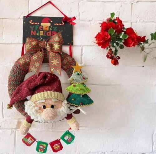 Receita Guirlanda Papai Noel Amigurumi