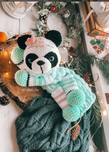 Receita Manta de Apego Panda amigurumi