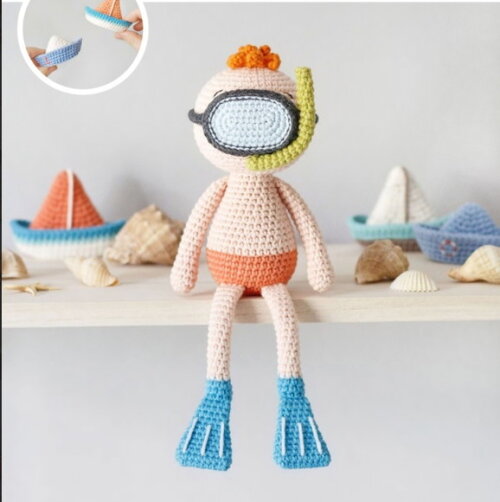 Receita Mergulhador Amigurumi