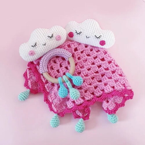 Receita Naninha e Chocalho Nuvem Amigurumi