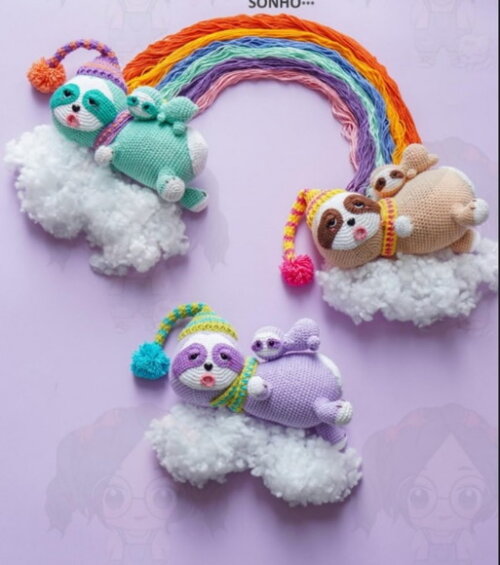 Receita Nuvem Preguiça Amigurumi