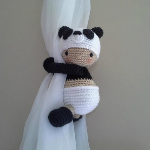 Receita Panda Segura Cortina Amigurumi