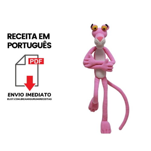 Receita Pantera cor de rosa Amigurumi