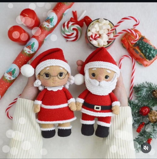 Receita Papai Noel e Mamae Noel Amigurumi