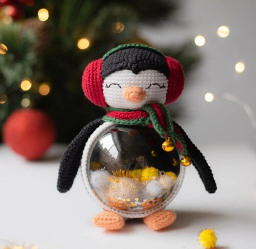 Receita Pinguim Natalino Amigurumi