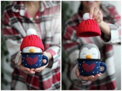 Receita Pinguim na Caneca Amigurumi