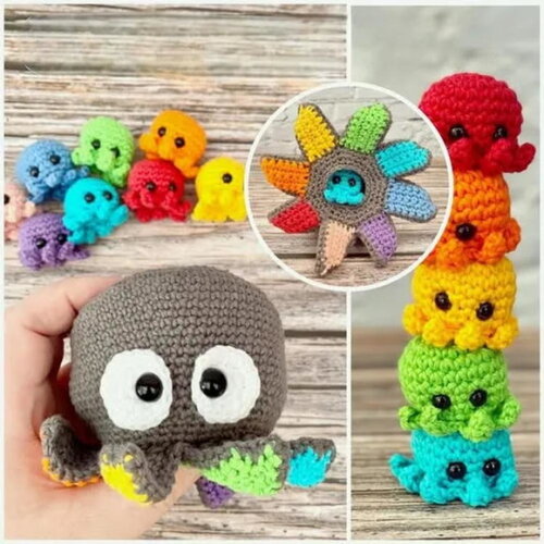 Receita Polvo e Filhotes Amigurumi