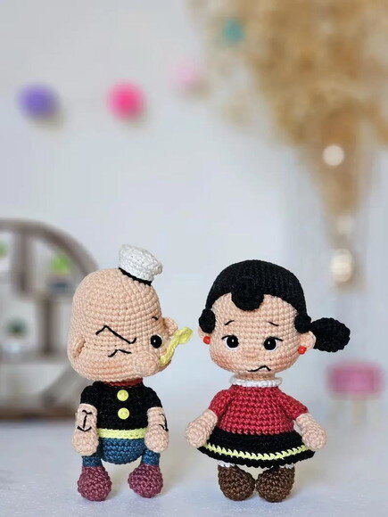 Receita Popeye e Olivia Amigurumi