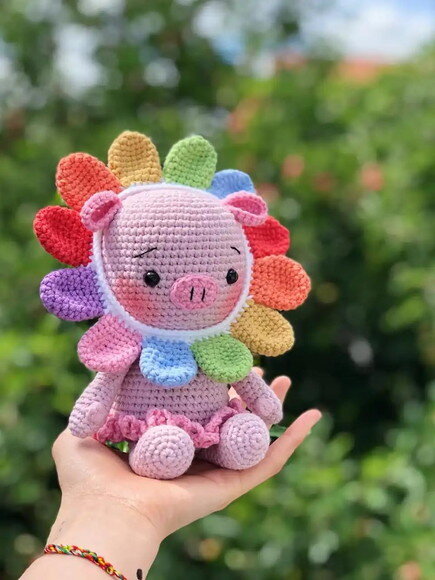 Receita Porco Arco Iris Amigurumi