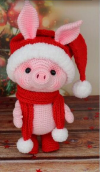 Receita Porco natalino Amigurumi