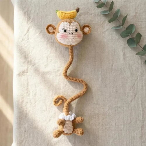 Receita Prendedor de Bolsa Macaco Amigurumi