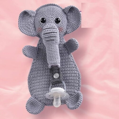 Receita Prendedor de Chupeta Elefante Amigurumi