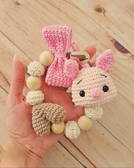 Receita Prendedor de Chupeta Leitão Amigurumi