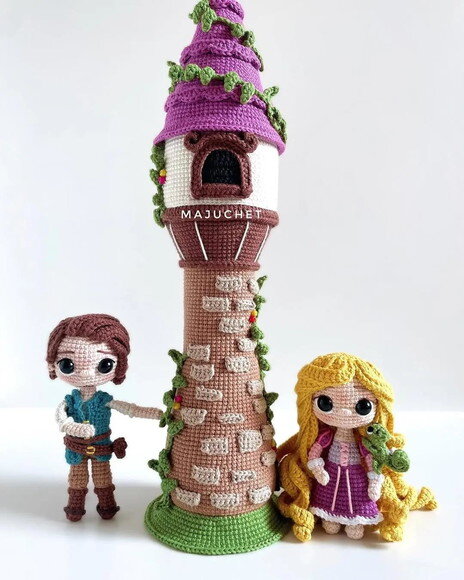 Receita Rapunzel e Flynn e Torre Amigurumi