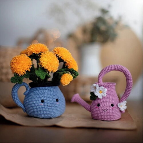 Receita Regador com Flor Amigurumi