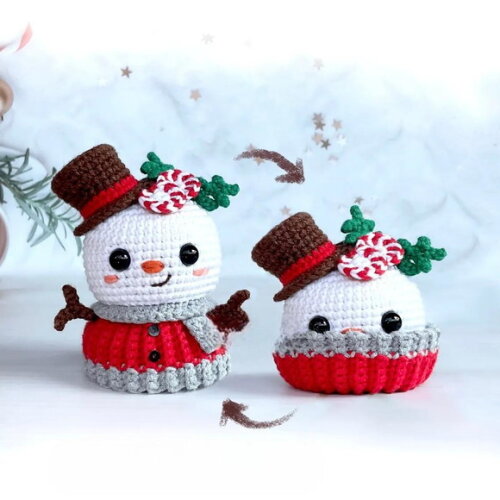 Receita Reversivel Boneco de Neve Amigurumi
