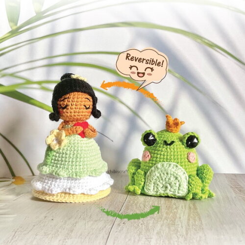 Receita Tiana e Sapo Reversivel Amigurumi