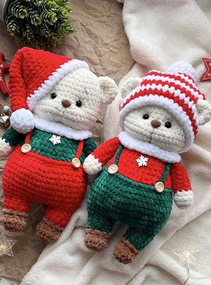 Receita Ursinhos Natalinos Amigurumi
