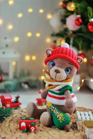 Receita Urso Natalino Amigurumi