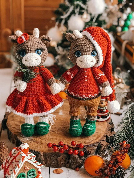 Receita Vacas Natalinas Amigurumi