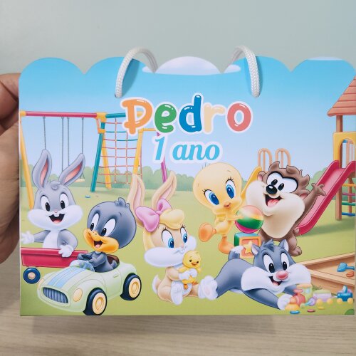 Kit 10 Sacolinhas Personalizadas Looney Tunes | Pegue e Monte | Lembrancinha Festa Infantil | sacola
