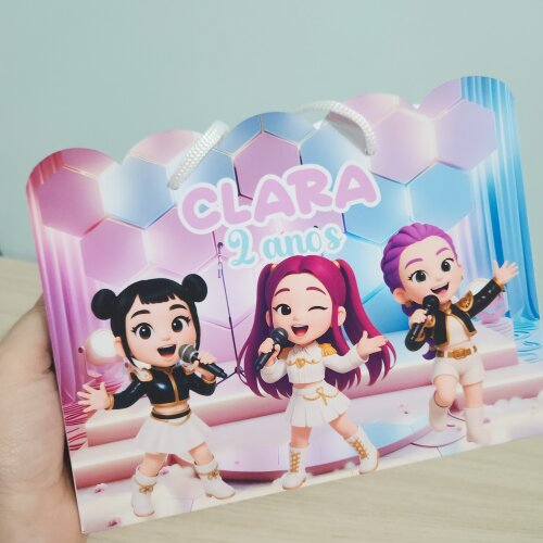Kit 10 Sacolinhas Personalizadas Guerreiras do K-pop | Pegue e Monte | Lembrancinha Festa Infantil | sacola