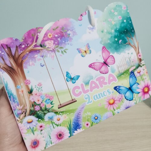 Kit 10 Sacolinhas Personalizadas Jardim encantado das borboletas | Pegue e Monte | Lembrancinha Festa Infantil | sacola