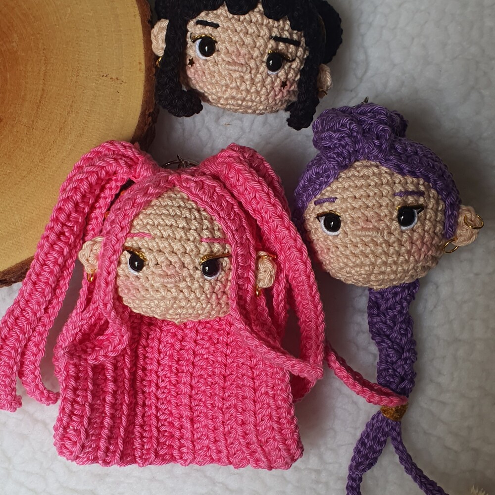 Kit Chaveiros Guerreiras K-pop Amigurumi