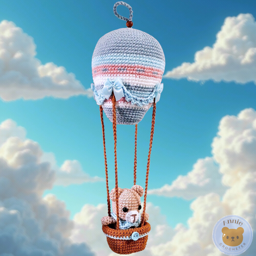 Boneco Ursinho no Balão Amigurumi Crochê