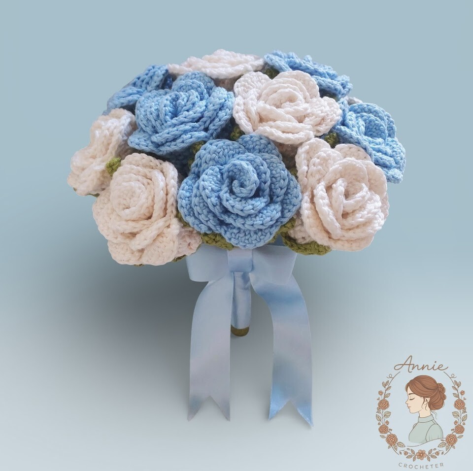 Buquê de Rosas de Crochê para Casamento