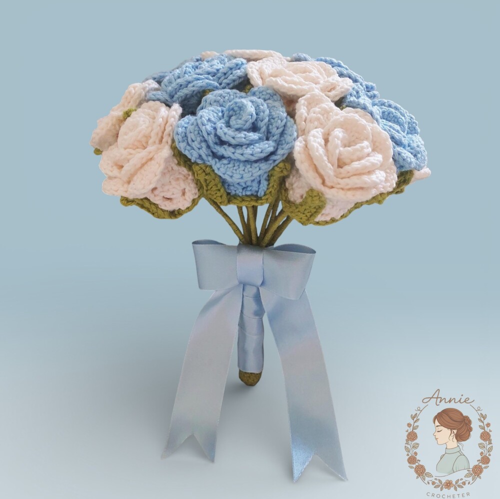 Buquê de Rosas de Crochê para Casamento