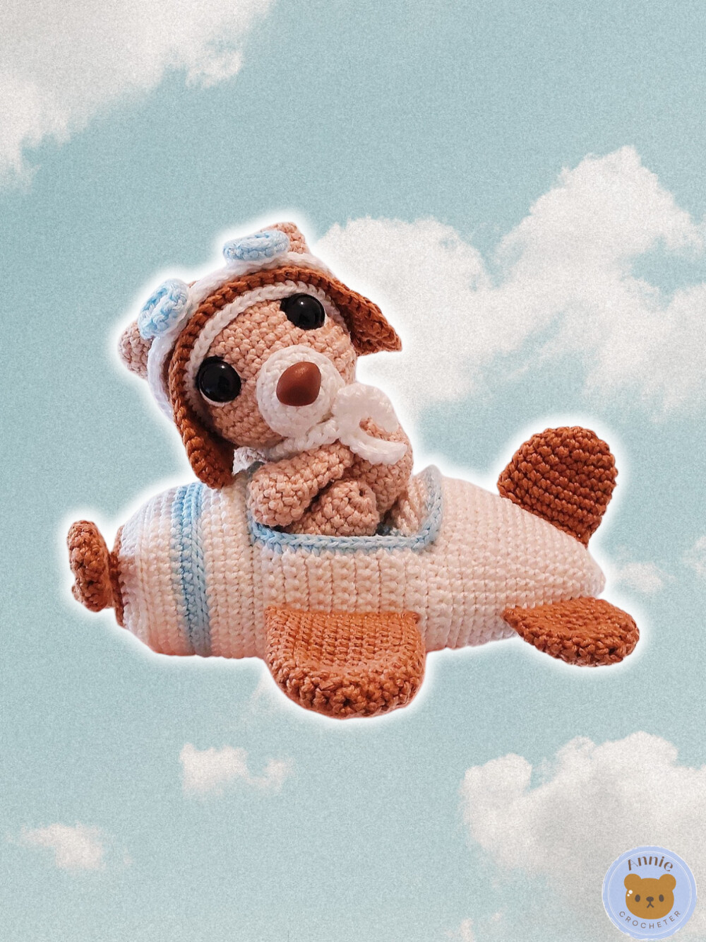 Porta Maternidade Ursinho Aviador Amigurumi Crochê