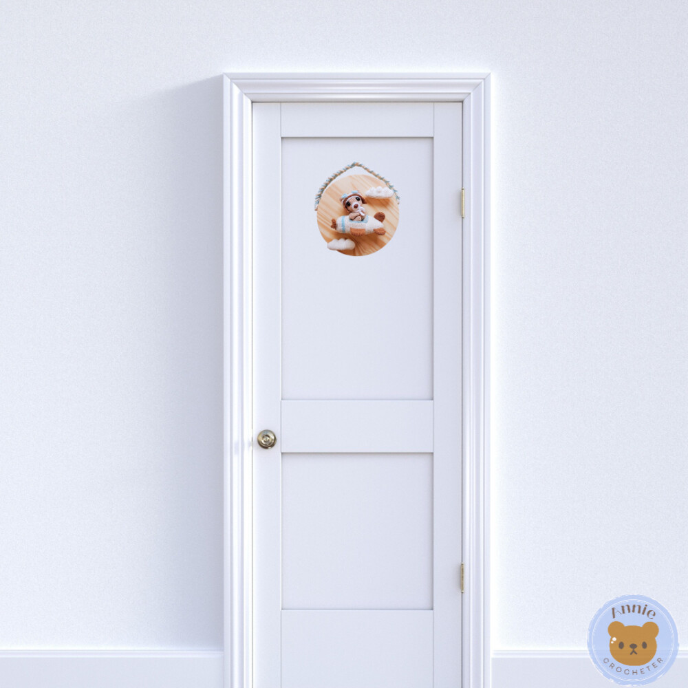 Porta Maternidade Ursinho Aviador Amigurumi Crochê