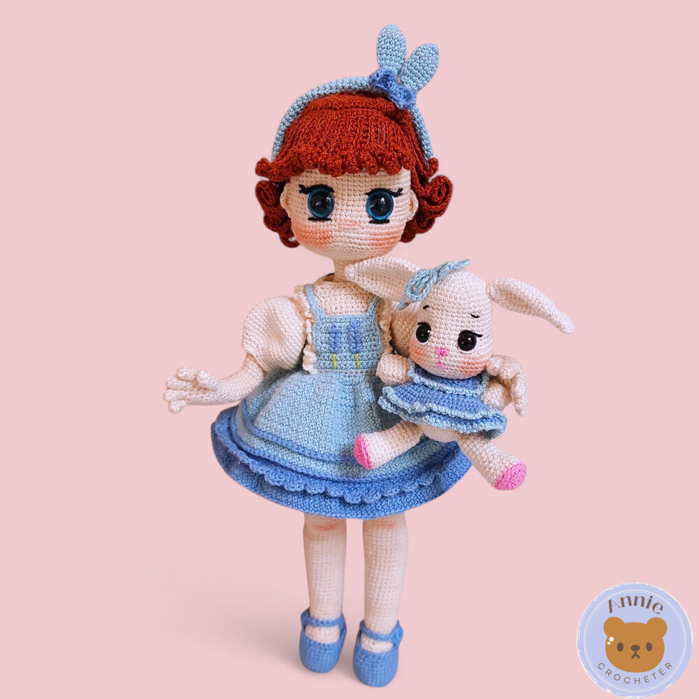 Boneca de Crochê Ruby & Coelhinha Amigurumi