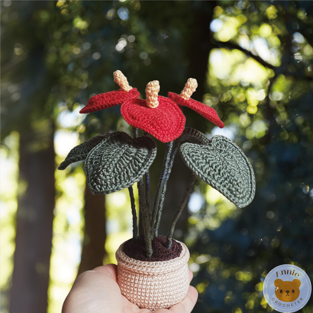 Antúrio de Crochê Plantas em Amigurumi
