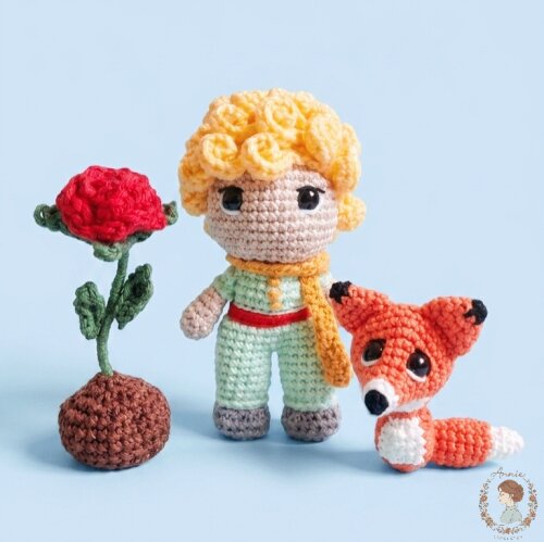 Pequeno Príncipe, Rosa & Raposa (Chibi)- Versão Verde
