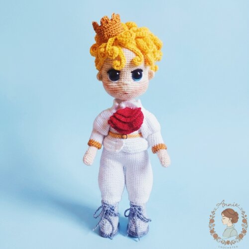Boneco de Crochê Pequeno Príncipe, Rosa e Raposa Amigurumi