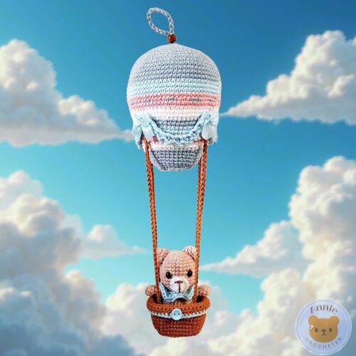 Boneco Ursinho no Balão Amigurumi Crochê