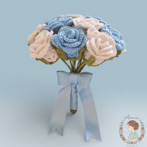 Buquê de Rosas de Crochê para Casamento