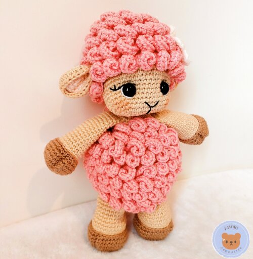 Boneca Ovelhinha de Crochê Animais Amigurumi Rosa