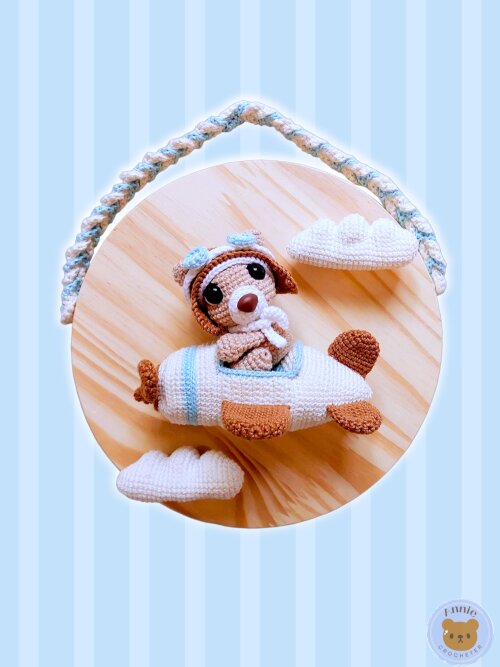 Porta Maternidade Ursinho Aviador Amigurumi Crochê