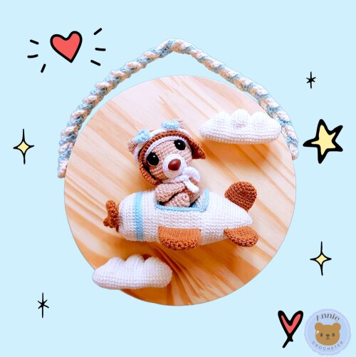 Porta Maternidade Ursinho Aviador Amigurumi Crochê