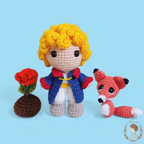 Pequeno Príncipe, Rosa & Raposa (Chibi) Versão Azul