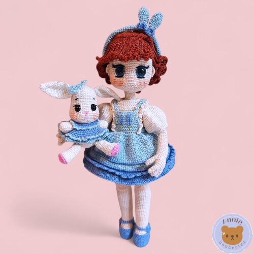 Boneca de Crochê Ruby & Coelhinha Amigurumi